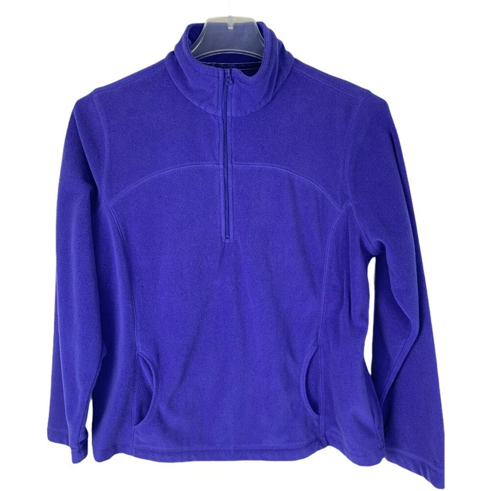 Tek Gear Womens XL Purple Pullover Jacket 1/4 Zip Fleece Kangaroo Pocket Casual